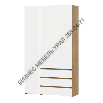 Шкаф трехстворчатый Некст 1, Дуб золотой, Белый - БИЗНЕС МЕБЕЛЬ УРАЛ производство и поставка мебели, Мебель для дома и офиса, мебель на заказ, Офисная мебель Екатеринбург,изготовление Торгового оборудования