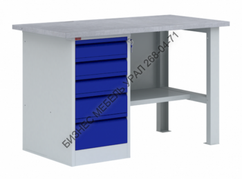 Однотумбовый металлический верстак ВП-3Т 860x1600x685 мм / 79 кг - БИЗНЕС МЕБЕЛЬ УРАЛ производство и поставка мебели, Мебель для дома и офиса, мебель на заказ, Офисная мебель Екатеринбург,изготовление Торгового оборудования